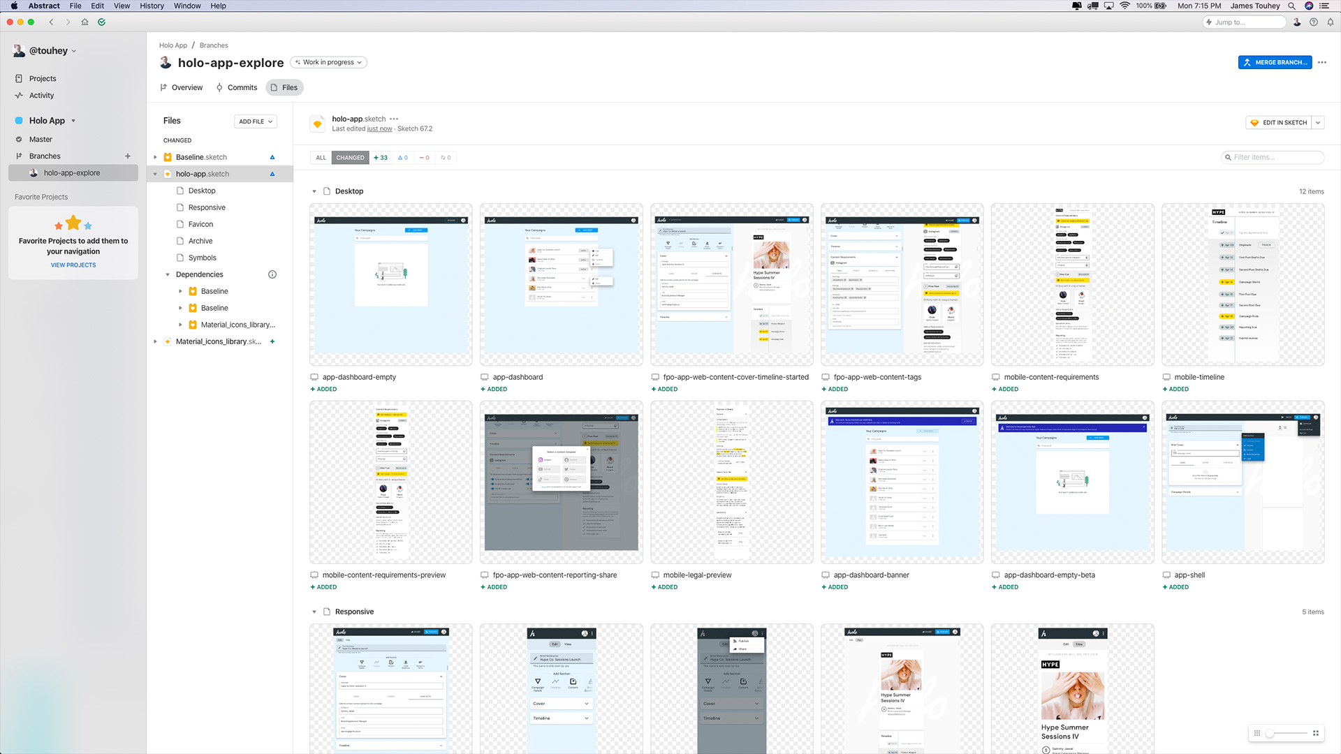 screenshot showing multiple views of the holo app visual design